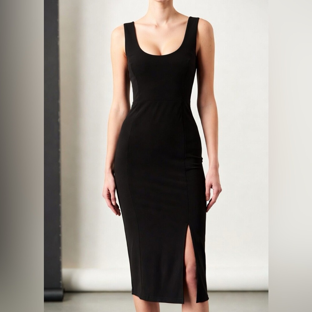 Elegant Black Sleeveless Midi Dress